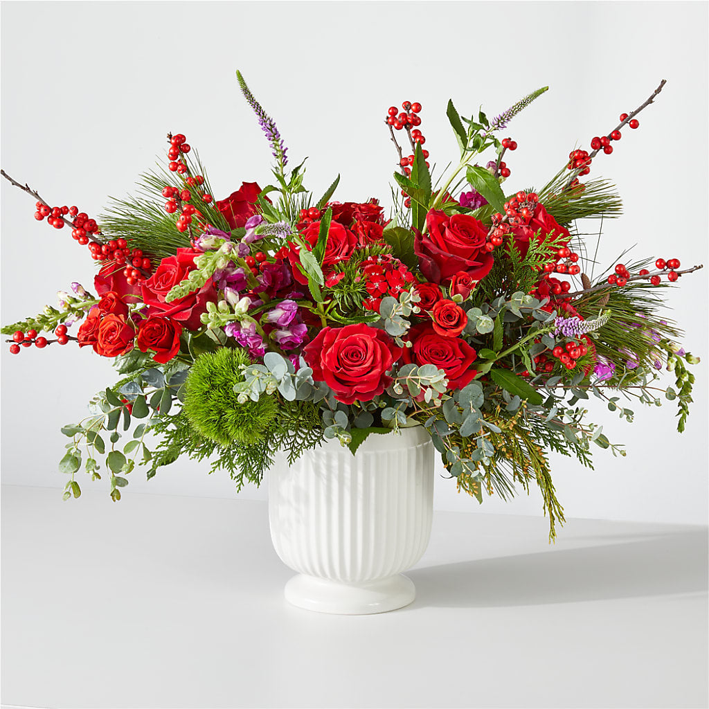 Big Red Bow Bouquet – Boston City Florist, Boston MA