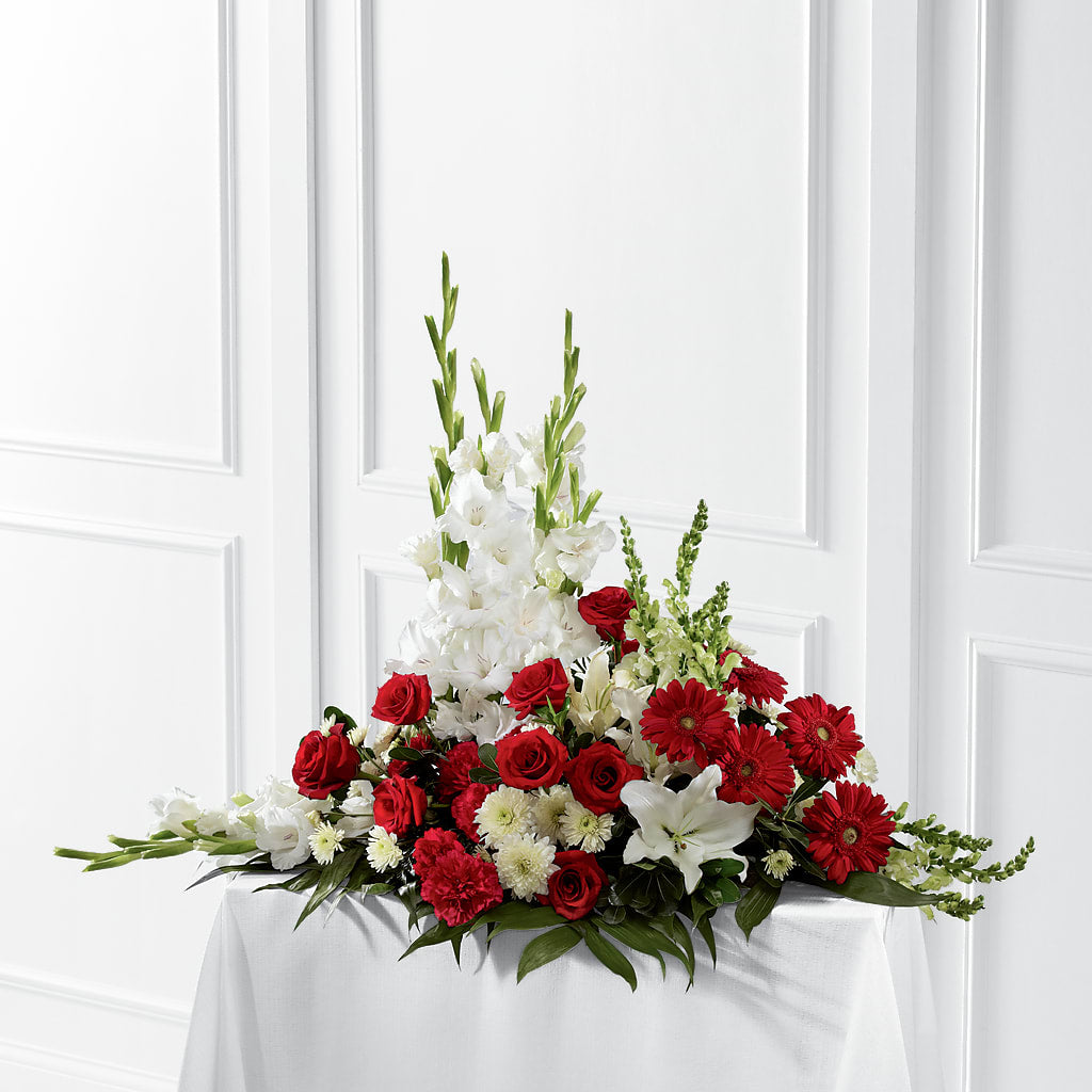 Crimson & White Arrangement – Boston City Florist, Boston MA