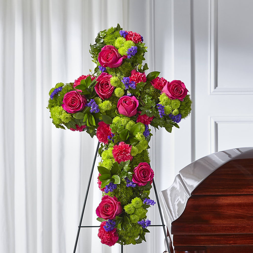 Tribute Rose Floral Cross – Boston City Florist, Boston MA