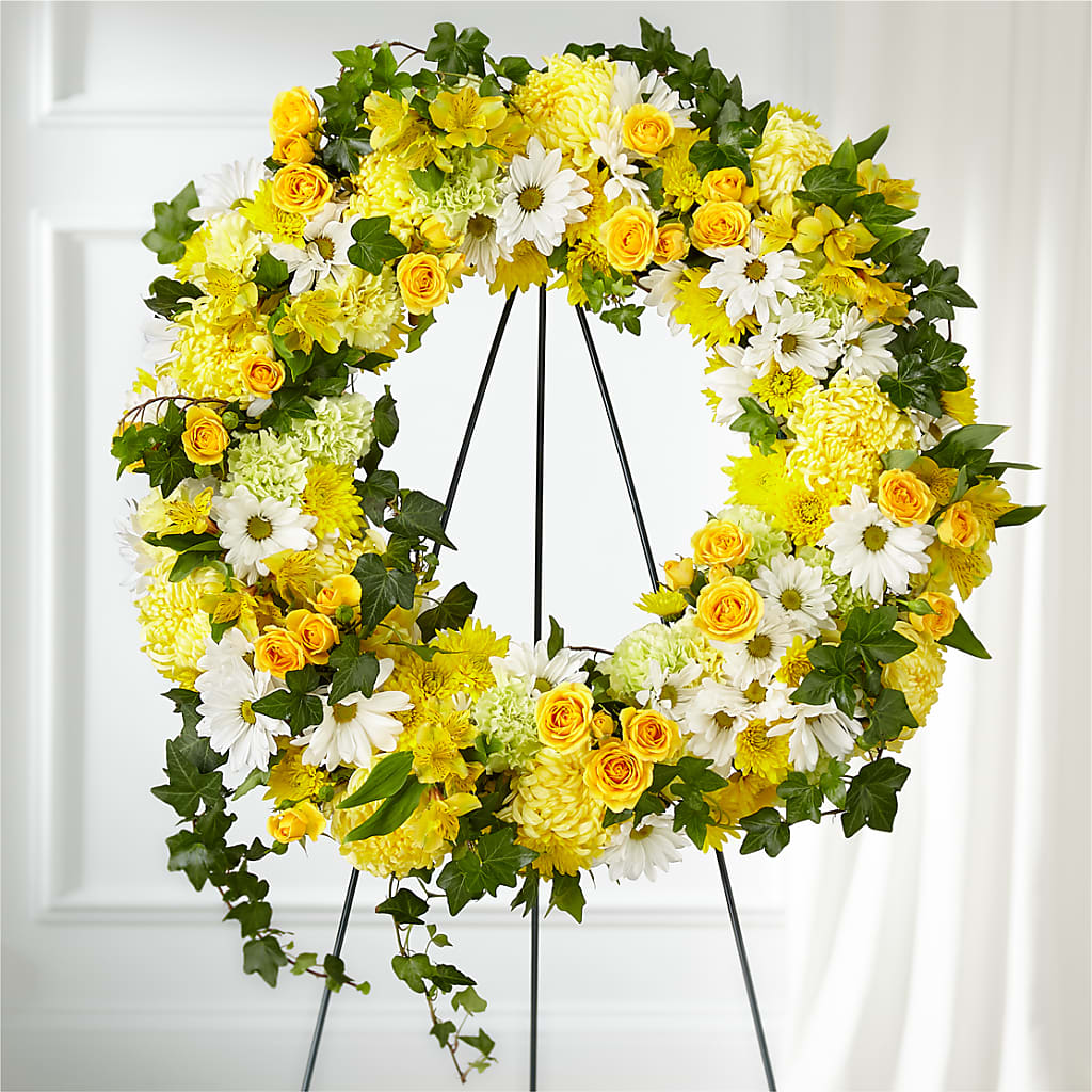 Golden Remembrance Wreath – Boston City Florist, Boston MA