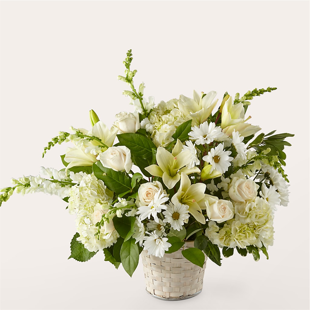 Ivory Elegance Floral Basket – Boston City Florist, Boston MA