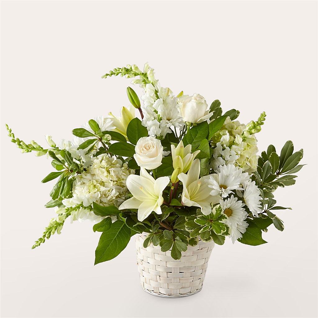 Ivory Elegance Floral Basket – Boston City Florist, Boston MA