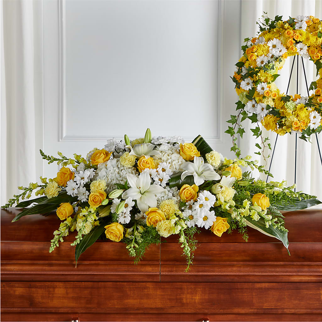 Golden Harmony Casket Spray – Boston City Florist, Boston MA