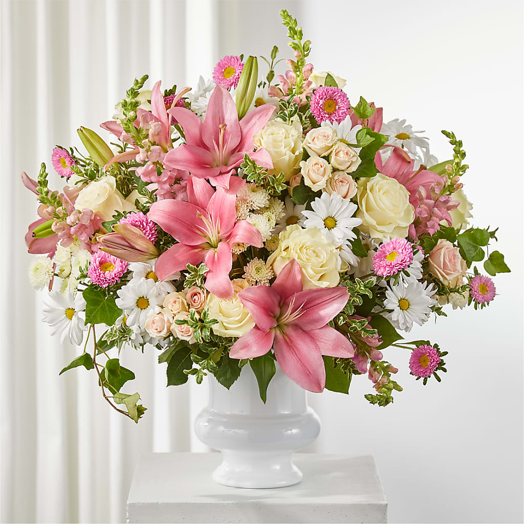 Empathetic Blooms Urn Arrangement – Boston City Florist, Boston MA