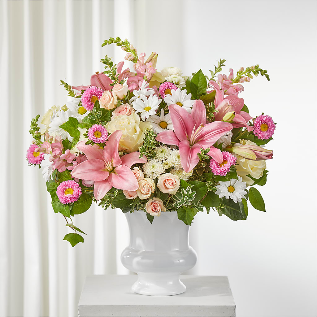 Empathetic Blooms Urn Arrangement – Boston City Florist, Boston MA