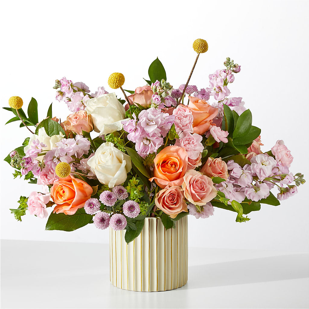 French Market Bouquet with Ivory Vase – Boston City Florist, Boston MA