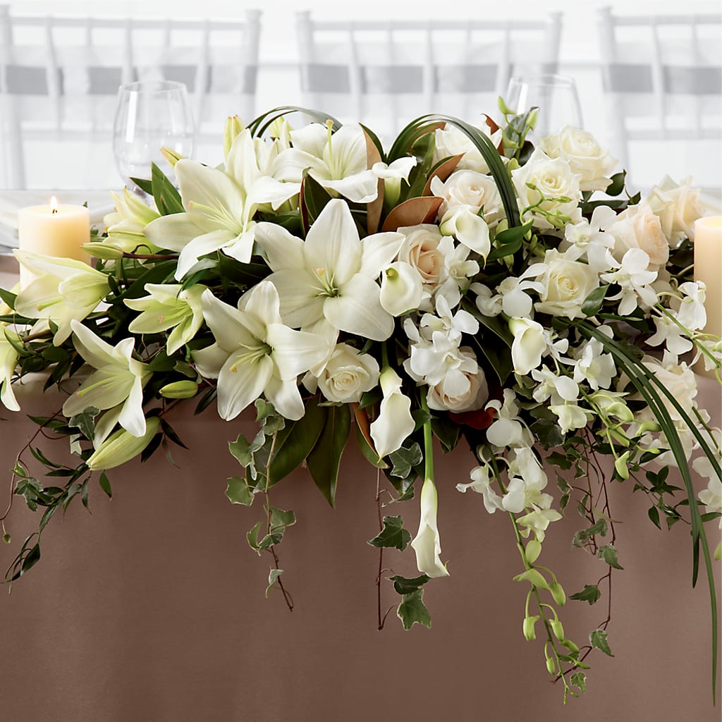 White Linen Arrangement – Boston City Florist, Boston MA