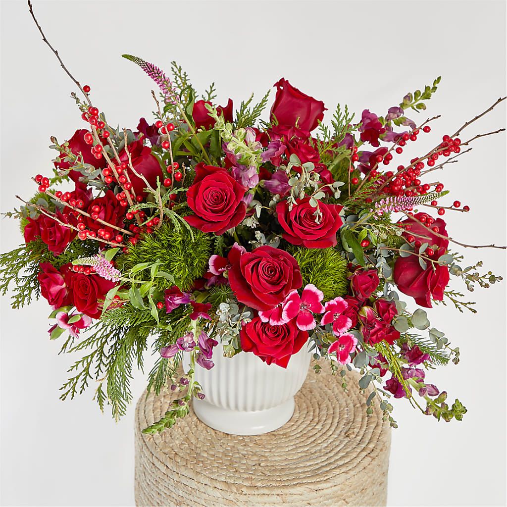 Big Red Bow Bouquet –  Boston City Florist, Boston MA
