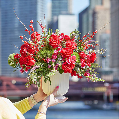 Big Red Bow Bouquet –  Boston City Florist, Boston MA