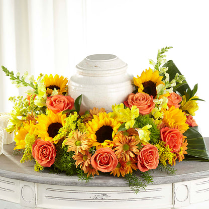 Faithful Sunflower Cremation Adornment –  Boston City Florist, Boston MA