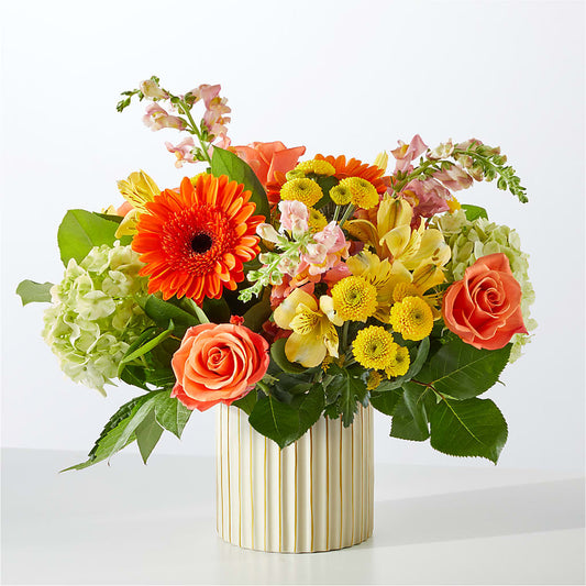 Autumn Sunshine Bouquet with Ivory Vase –  Boston City Florist, Boston MA